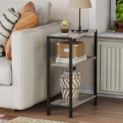 3-Tier Side Table, Small EndTable, Sofa SideTable for Narrow Spaces, Slim EndTable, NightstandTable, Skinny Bedside Table, for Living Room, Bedroom, Office, Greige - color: Greige