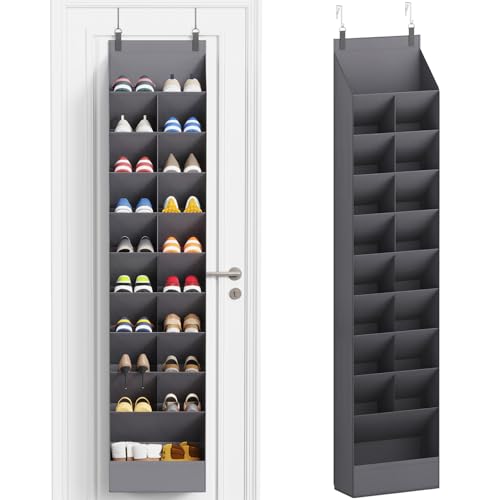 Lifewit 10 Tier Over the Door Shoe Organizer with 19 Large Deep Pockets, Fabric Hanging Shoes Shelf for Closet, Dorm Storage, Fit Up to 20 Pair Shoe Rack Holder for Sneakers, Boots, Gray - color: Gray, size: 10 Tier (20 Pairs)