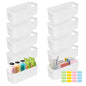 10Pcs White Narrow Storage Bins, 10" Long Bathroom Organizing Bins, Plastic Storage Basket Open Drawer Organizer Box with Handle for Bathroom Kitchen Office Vanity Pantry Shelves