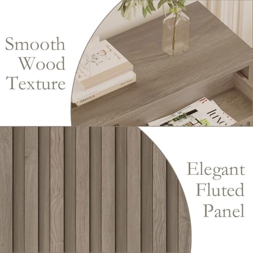 BON AUGURE Console Table with Storage, 47In Entryway Table with Drawers, Grey Couch Tables Behind Sofa, Narrow Sofa Tables with 2-Tier Shelf for Living Room, Hallway, Front Door, Greige Oak - color: Greige Oak