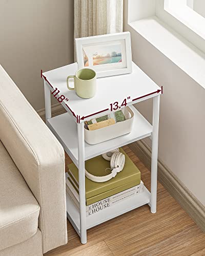 VASAGLE BARNET Collection - Side Table, Small End Table for Living Room, Modern Tall Nightstand, Bedroom, Office, Bathroom, Steel Frame, Cloud White ULET273W14 - color: Cloud White