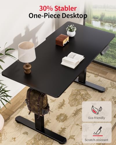 Okin Standing Desk Electric Adjustable Computer Whole Piece Stand up Desk Office Gaming Home Office Memory Desks 48x24 inches Black - color: Black, size: 48 Inch