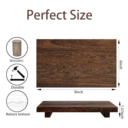 (9x6 Inch,Brown) Wood Riser Soap Tray, Rustic Wood Pedestal Stand Tray Farmhouse Kitchen Counter Decor Bathroom Soap Dish Holder for Sink,Vanity,Plant,Bottles, Candles Display - style: 9x6 wooden riser