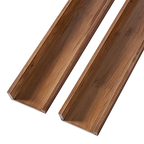 AZSKY 48 Inch Floating Wall Ledge Bookshelf Light Walnut Kids Book Trophy and Family Picture Photo Frames Display Shelves Wall Mounted a Set of 2 - color: Light Walnut, size: 48in set 2