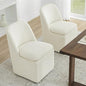 KISLOT Upholstered Dining Chairs Set of 2 with Casters, Modern Side Armless Deskchair with Washable Slipcover & Sturdy Metal Frame for Diningroom Bedroom Livingroom Reading Room, Beige Fabric - color: B Beige Fabric (Metal Frame), size: Set of 2