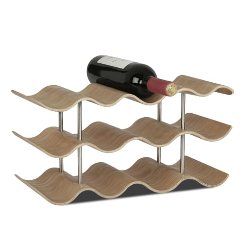 3-Tier Wine Rack Countertop, 12 Bottles Wooden Wine Holder Inserts for Cabinet, Freestanding Wine Shelf Storage Organizer for Bar or Pantry - color: 3 Tier / Natural