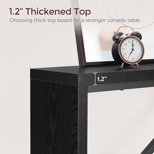 MAHANCRIS Console Table, 78.7" Long Sofa Table Behind Couch, Narrow Entryway Table, Farmhouse Dining Table with Angled Metal Frame, Industrial Console Table for Entryway, Black CTHB20801 - color: Black, size: 78.7''L x 9.1''W x 31.5''H