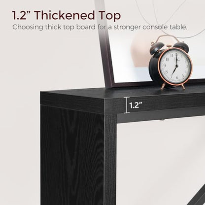MAHANCRIS Console Table, 78.7" Long Sofa Table Behind Couch, Narrow Entryway Table, Farmhouse Dining Table with Angled Metal Frame, Industrial Console Table for Entryway, Black CTHB20801 - color: Black, size: 78.7''L x 9.1''W x 31.5''H
