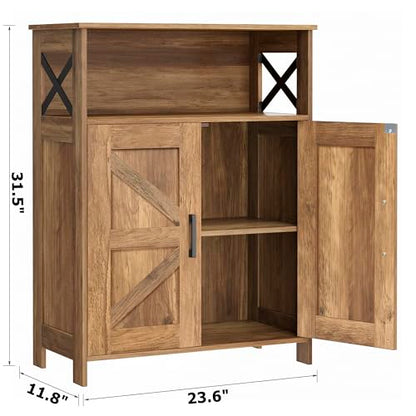 Homhedy Farmhouse Bathroom Storage Cabinet with 2 Doors, Toilet Paper Cabinet with Adjustable Shelf, Small Bathroom Cabinet for Kitchen/Laundry/Living Room, 11.8 x 23.6 x 31.5 Inches, Rustic Walnut - color: Rustic Walnut