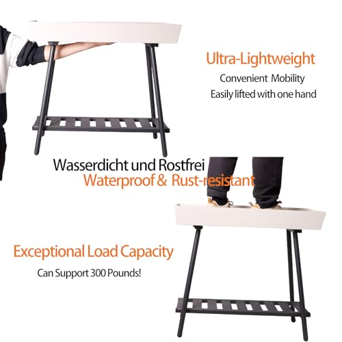Aluminum Plant Stand Outdoor &Indoor Heavy Duty Flower Rack | with Anti-Fall Top Storage Box, Heavy Duty Multi-Use Plant Rack & Display Shelf for Patio Garden Lawn Balcony Living Room