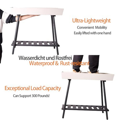 Aluminum Plant Stand Outdoor &Indoor Heavy Duty Flower Rack | with Anti-Fall Top Storage Box, Heavy Duty Multi-Use Plant Rack & Display Shelf for Patio Garden Lawn Balcony Living Room