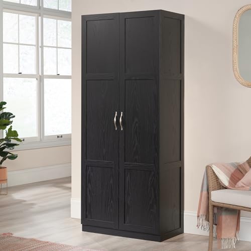 Sauder Tall Storage Cabinet, Black, 4 Adjustable Shelves, Multi-Room Use - color: Black