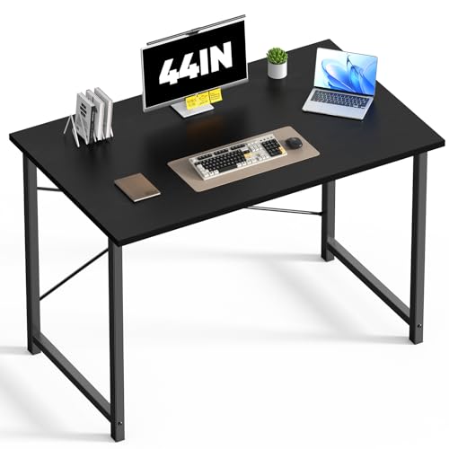 DUMOS 44 in Computer Desk for Home Office, Modern Study Work Table Simple Style for Bedroom, Writing Desks with X-Shaped Reinforcement, Black - color: Black, size: 44 Inch-1 Pack