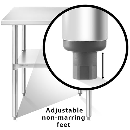 KUTLER Stainless Steel Table 30 x 48 Inches, NSF Heavy Duty Commercial Kitchen Prep and Work Table with Undershelf for Restaurant, Hotel, Home - size: 30" x 48"