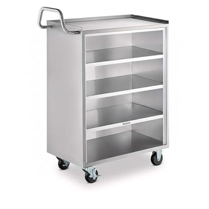 18" x 30" Five Shelf Commercial NSF Stainless Steel Utility Cart - Heavy Duty 304 Steel Service Cart with Enclosed Base, Open Front, Rolling Cart for Kitchen, Catering, Restaurant - size: 5 Shelf