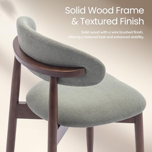 COLAMY Mid-Century Modern Wooden Dining Chair Set of 6, Indoor Upholstered Kitchen Chairs with 2.6" Cozy Padded Seat, Walnut Finish Side Dining Chair, [Green] - color: Green, size: 6 Chairs