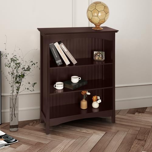 eHemco 3 Tier Bookcase with 2 Arched Supports, 40 Inches, Cherry - color: Cherry, size: 3 Tier