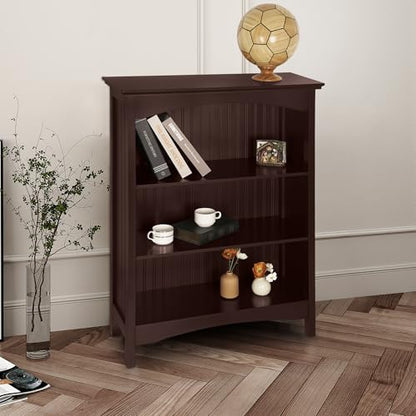 eHemco 3 Tier Bookcase with 2 Arched Supports, 40 Inches, Cherry - color: Cherry, size: 3 Tier