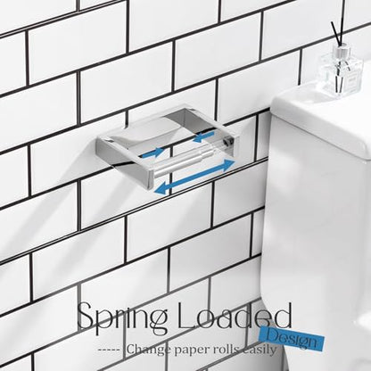 KOKOSIRI Toilet Paper Holder Spring Loaded Bathroom Toilet Roll Holder Wall Mount Stainless Steel Polished Chrome B2011CH - color: Polished Chrome, size: Without Shelf