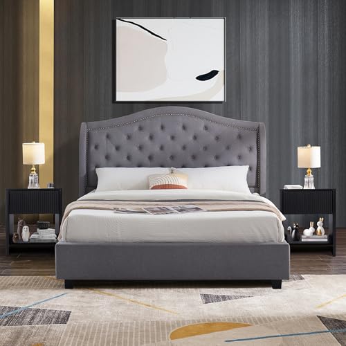 Mid Century Modern Night Stand with Drawer, Black Nightstand for Bedroom, Small End Table with Storage, Living Room/Bed Side Table with Drawer for Small Spaces, Fluted Cabinet Wood Nightstand - color: Black