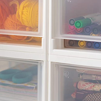 IRIS USA 6 Qt. Small Plastic Stacking Drawer, Stackable Storage Organizer Unit with Sliding Drawer for Bedroom Kitchen Under Sink Pantry Craft Room Dorm Office, White, 8-Pack - size: 6 Qt., style: 8 Pack