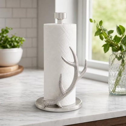 Arthur Court Antler Paper Towel Holder - Decorative Aluminum Metal Stand for Kitchen - 18 Inch Tall - size: Antler