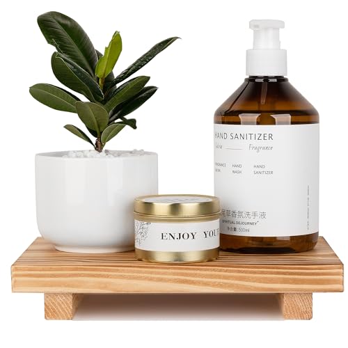 Bathroom Counter Organizer Wood Pedestal Stand Farmhouse Decorative Tray Soap Holder for Kitchen Decor, 9" x 6" - Brown - color: Brown, size: 9" x 6" x 1.6"