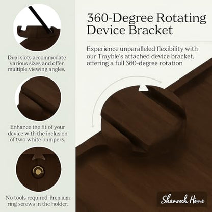 Shamrock Home Bamboo Couch Arm Table with Device Holder, Clip On Tray. for TV Dinners, Remotes, Drinks, Snacks and Small Spaces (Rectangular with Device Holder, Brown, Regular 13.75 x 9.5) - color: Brown, size: Regular 13.75 x 9.5", style: Bamboo Rectangu