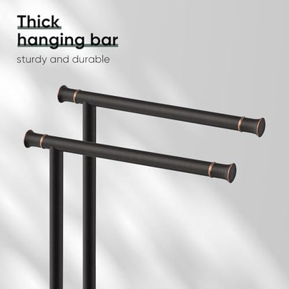 Hoimpro 13" Oil Rubbed Bronze Stand Hand Towel Holder Bathroom Kitchen Countertop Towel Rack Towel Bar Ring Free Standing Counter T Bath Accessories Freestanding Vanity Sink Hardware Stainless Steel - color: Oil Rubbed Bronze