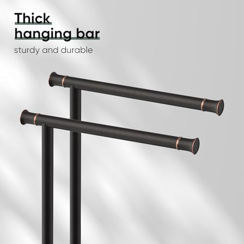 Hoimpro 13" Oil Rubbed Bronze Stand Hand Towel Holder Bathroom Kitchen Countertop Towel Rack Towel Bar Ring Free Standing Counter T Bath Accessories Freestanding Vanity Sink Hardware Stainless Steel - color: Oil Rubbed Bronze