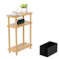 THUMEYE Narrow Side Table with Fabric Basket, 7" Wide, 3 Tier Skinny End Table with Wood Legs, Slim Nightstand/Bedside Table for Small Spaces, with Adjustable Feet, 15.7" L x 23" H - color: Burlywood, size: 3-Tier