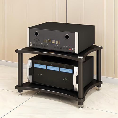 Heavy Duty 2-Tier AV Media Stand, 176 lb Load Capacity, Black | anti-vibration feet that help reduce resonance for clearer sound, open ventilation, cable management, Built for Hi-Fi systems - color: Black, size: 2 Tier