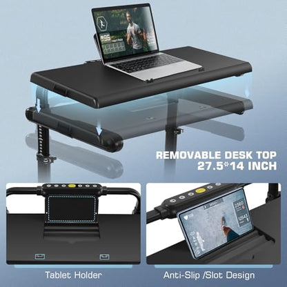 FUNMILY Upgrade Walking Pad Folding Treadmill with 12%/15% Incline & Handle Bar, 3.5HP Foldable Under Desk Compact Treadmills for Home/Office/Gym, 400+lb Capacity, Shock Absorption - color: TR12_Black