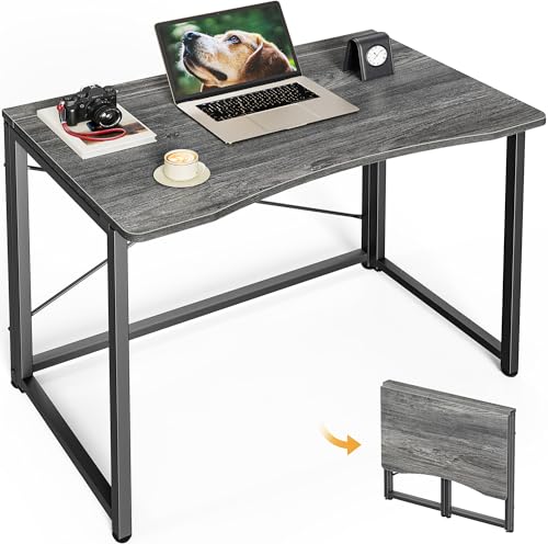 Huuger Folding Desk for Small Spaces, 31.5 Inch Foldable Computer Table, Easy Assembly, for Home Office, Study, Bedroom, Dorm, Space Saving, Small Writing Work Office Computer Desk, Grey - color: Grey, size: 18.9"D X 31.5"W