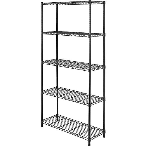 Whitmor 5-Wire Shelving Unit, Metal Storage Shelves, Durable Heavy Duty Shelf, Easy Assembly for Pantry, Kitchen, Garage, Plant 36"L x 14"W x 72"H - color: Black, size: 14" x 36" x 72"