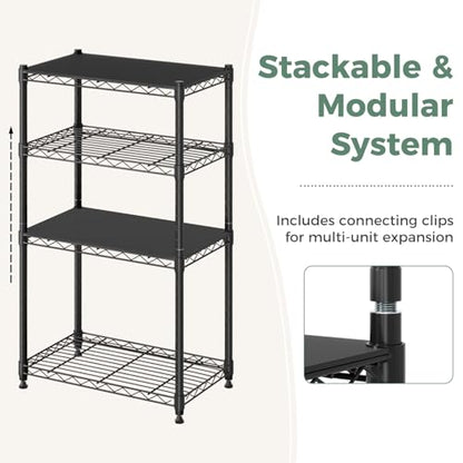 NEWBULIG 2-Tier Metal Wire Storage Shelves, Adjustable Heavy Duty Steel Shelving Unit, Freestanding Storage Rack Organizer for Kitchen, Pantry, Garage, Bathroom, 23.2" W x 13.4" D x 21.7" H, Black - size: 23.2" W x 13.4" D x 21.7" H