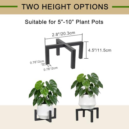 Metal Mid Century Plant Stand Indoor Outdoor, Heavy Duty Single Pot Holder Black Fits 5-10in Pots - size: Fit 2.5-10 Inch Pots