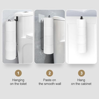 Black Over The Tank Toilet Paper Holder for 4 Roll Tissue,Bathroom Toilet Paper Roll Storage Holder Wall Mount Brushed Nickel,Metal Hanging Toilet Paper Holder Dispenser,Organizer 2pcs - color: K:hold 4 Rolls Tissue(2pcs,black)