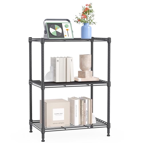 IZEUK 3 Tier Shelf, Heavy Duty Steel Wire Shelving Unit for Home, Kitchen, Laundry Room Organization, Office Storage Rack (17.7" W x 11.8" D x 26.3" H, 450LBS, Grey) - color: Grey, size: 3 Tier, 11.8" D x 17.7" W x 26.3" H