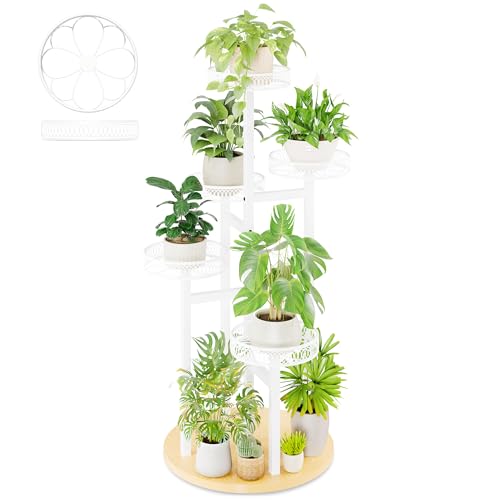 White Stand Plants, 5-Tier Metal Plant Stands for Outdoor Indoor Plants,Heavy Duty Flower Pot Stands for Multiple Plants,Decoration Display Racks for Patio Garden -WhiteFlower - color: WhiteFlower, size: 5-tiers