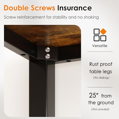 DlandHome 39 inches Small Computer Desk for Home Office, Retro | Gaming Study Writing Desk, Modern Simple Computer Table, Sturdy Metal Frame, Adjustable Feet, Compact Modern Design - color: Retro, size: 39 inch