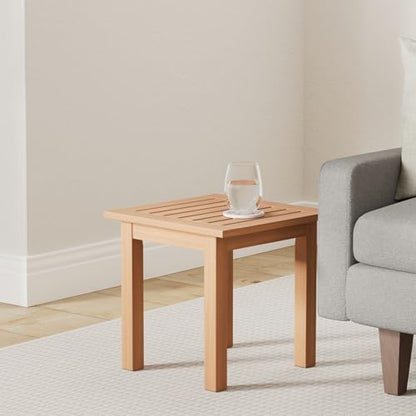 Furinno FG18506 Tioman Hardwood Patio Furniture Outdoor End Table, Natural - color: Natural, size: 17.5"D x 17.7"W x 17.3"H