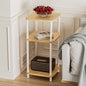 Bamboo End Table with Charging Station, Side Table for Small Space, Small Table Stand, Narrow Wooden Bedside Table Nightstand with Shelves, for Nursery, Living Room, Bedroom, Natural and White - color: Natural and White
