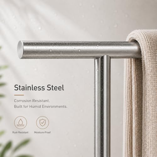 Bathroom Hand Towel Holder Stand，T-Shape Hand Towel Holder Stand SUS304 Stainless Steel for Bathroom，Kitchen or Vanity Countertop(2Pack) - color: Silver-2pack