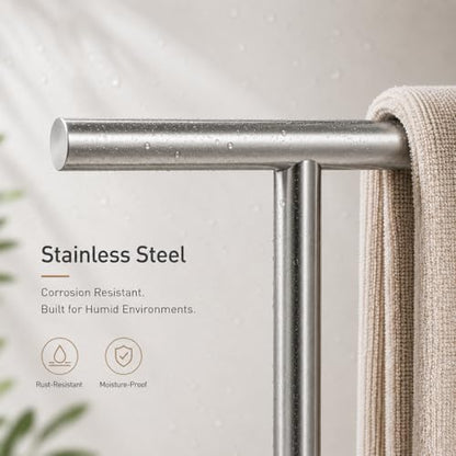 Bathroom Hand Towel Holder Stand，T-Shape Hand Towel Holder Stand SUS304 Stainless Steel for Bathroom，Kitchen or Vanity Countertop(2Pack) - color: Silver-2pack