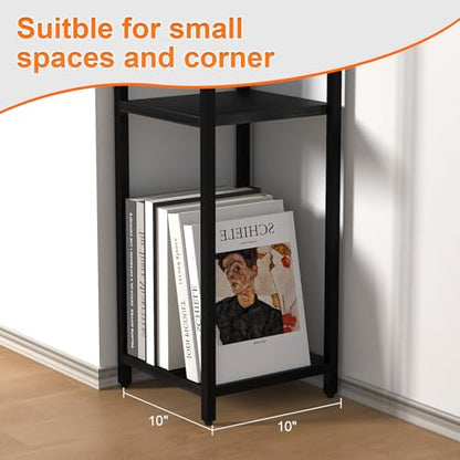 10" Wide Square Drink Table with Adjustable Feet - 3-Tier Small Side Table for Apartments, Balcony & Office | Space-Saving, Lightweight & Multi-Functional (Plants, Books, Drinks,Black) - color: Black, size: 3-Tier-10"wide