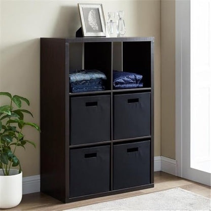Riverbay Furniture 44" H Transitional Wood Storage Cabinet with 6 Inner Cube Areas, Some Assembly Required, in Espresso Finish - size: 6 Cubby