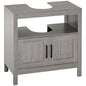 kleankin Pedestal Sink Storage Cabinet with 2 Doors and Open Shelf, Gray | Bathroom Under Sink Cabinet, Bathroom Vanity - color: Grey