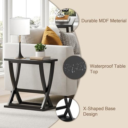 ChooChooEnd Table, Narrow Side Table with Storage Shelf | Simple shape, Living Room, Black - color: Black, size: 11.81"D x 23.62"W x 23.03"H