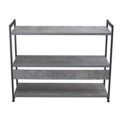Household Essentials Slate Concrete & Iron Three-Tier Bookshelf - color: Slate
